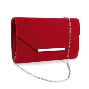 RED SWADE CLUTCH PURSE PARTY HANDBAG GLAMOUR WOMAN
